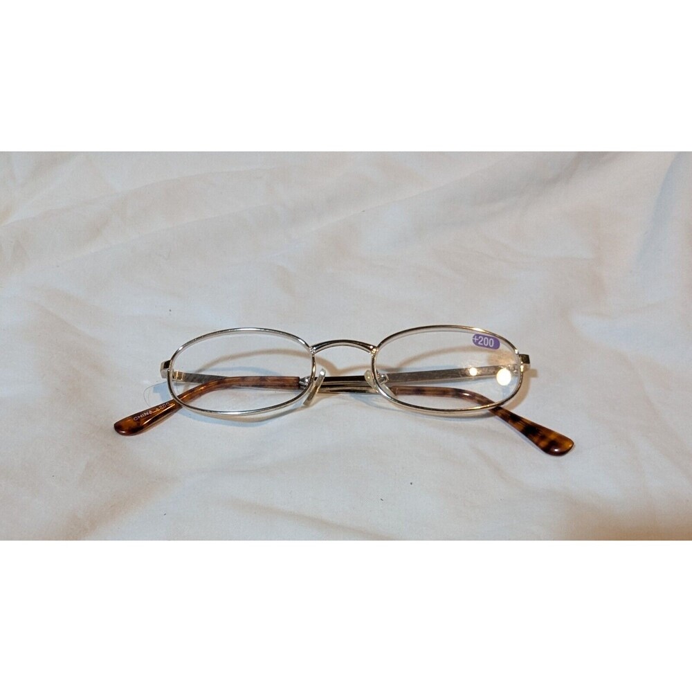 Reading Glasses +2.00  Simple No-Fuss Polished Gold Metal Frame Readers